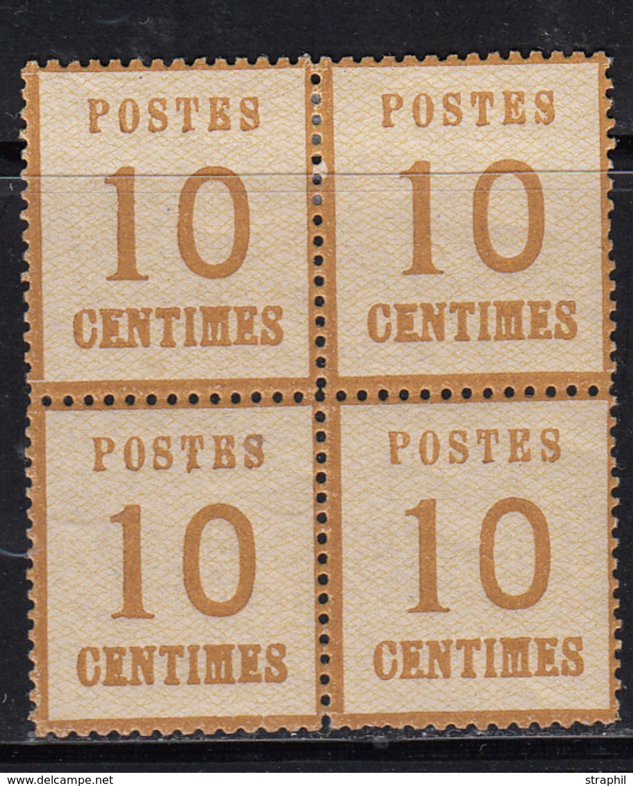 * TIMBRES D'ALSACE LORRAINE (1870-71) - * - N°5 - 10c Bistre - Bloc De 4 - TB - Sonstige & Ohne Zuordnung