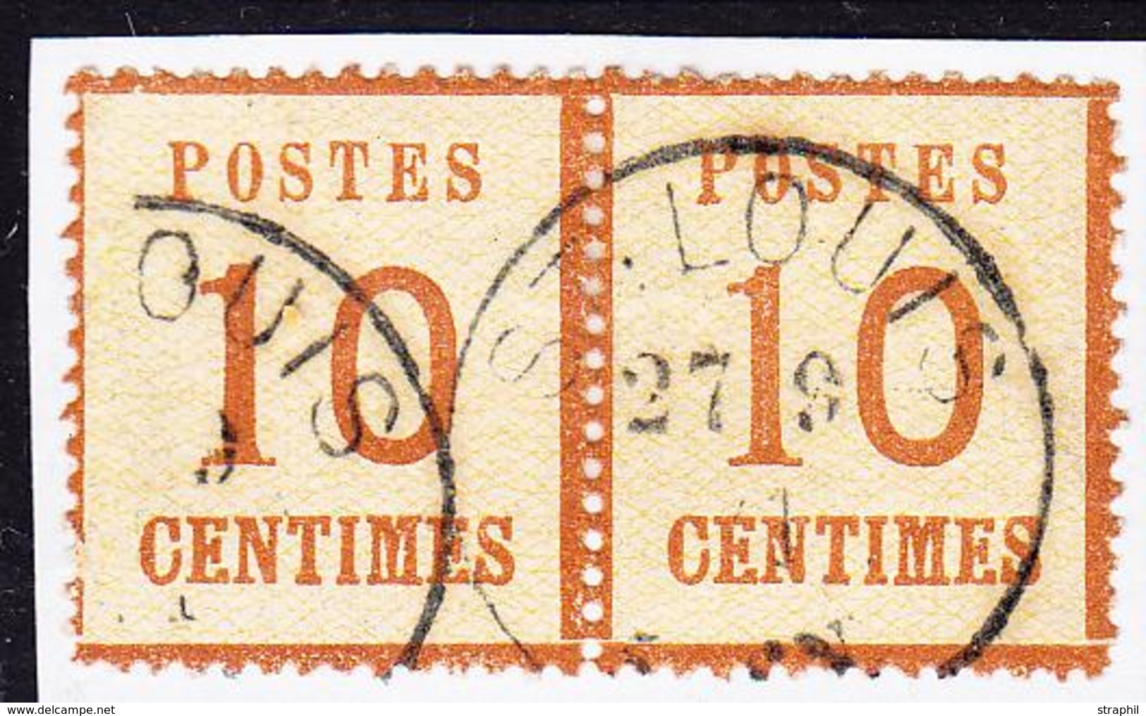 O TIMBRES D'ALSACE LORRAINE (1870-71) - O - N°5a - Paire - Obl. ST LOUIS - TB - Other & Unclassified