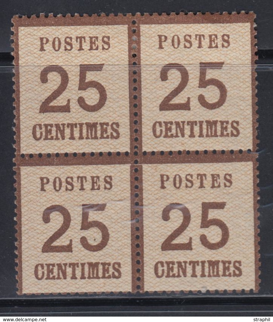 **/* TIMBRES D'ALSACE LORRAINE (1870-71) - **/* - N°7 - Bloc De 4 - BDF - 2ex ** - Signé Brun - TB - Other & Unclassified