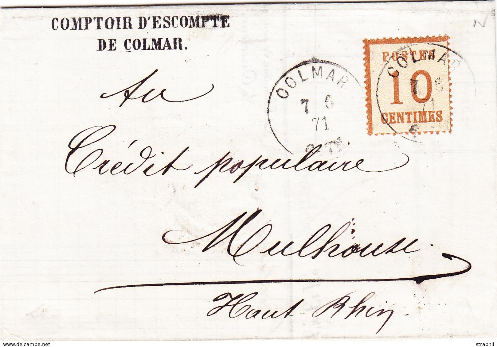 LAC TIMBRES D'ALS-LOR SUR LETTRE (1870-71) - LAC - N°5 - Obl Colmar - 7/6/71 - Type 111 - TB - Sonstige & Ohne Zuordnung