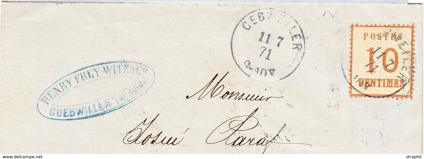 LSC TIMBRES D'ALS-LOR SUR LETTRE (1870-71) - LSC - N°5 - Obl Geibweiller (bleu) 11/07/71 - Type 111 - TB - Other & Unclassified