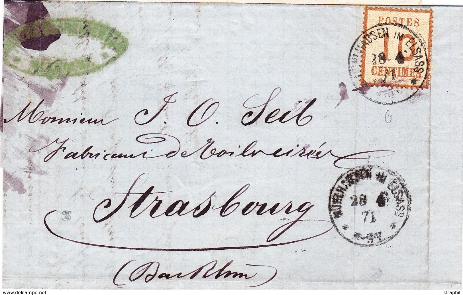 LAC TIMBRES D'ALS-LOR SUR LETTRE (1870-71) - LAC - N°5 - Obl Mulhausen - 28/04/71 - TB - Other & Unclassified