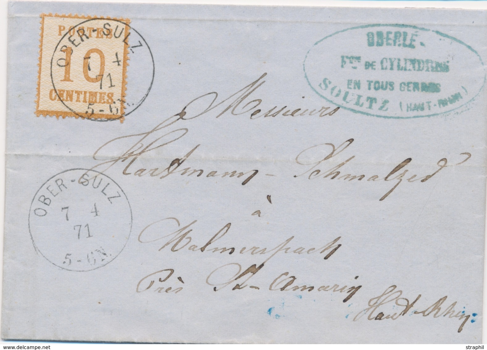 LAC TIMBRES D'ALS-LOR SUR LETTRE (1870-71) - LAC - N°5 Obl Ober Sulz - 7/4/71 - TB - Other & Unclassified