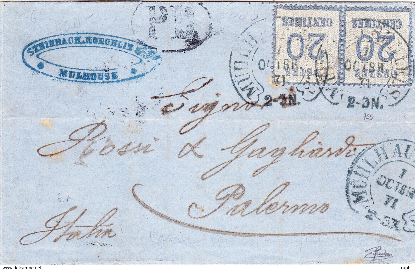 LAC FER A CHEVAL - LAC - N°6 X2 Obl Mulhausen - 1/10/71 - Pour Palermo (Italie) - TB - Briefe U. Dokumente