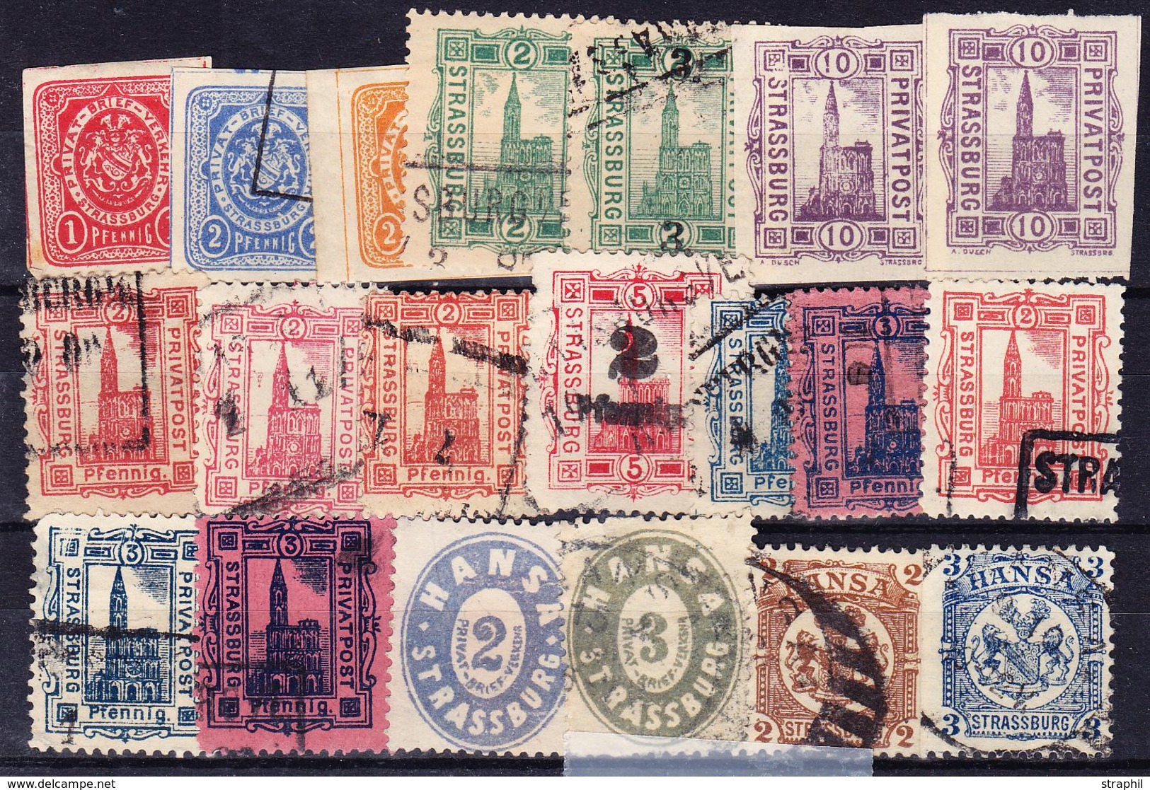 */O POSTE PRIVE - STRASBOURG - */O - Lot 20 T. Diff. Dont 4 Hansa - B/TB - Covers & Documents