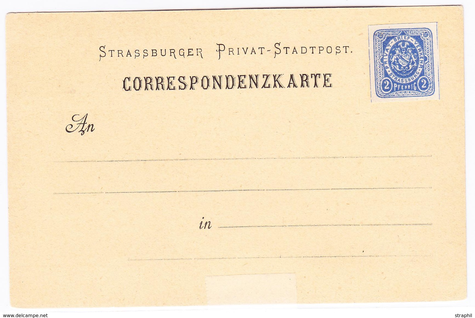 EP POSTE PRIVE - STRASBOURG - EP - Carte N°1 - Neuve Avec Timbre 2pf Bleu - TB - Briefe U. Dokumente