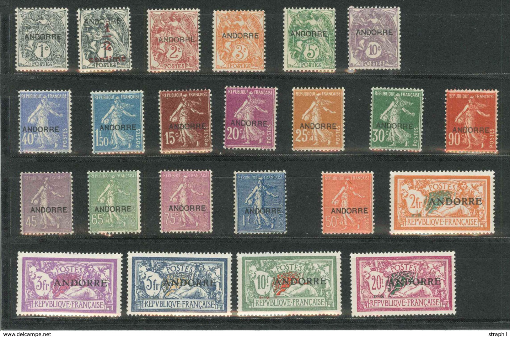 ** ANDORRE - ** - N°1/23 - 23 Valeurs - N°23 Signé Reine - TB - Unused Stamps