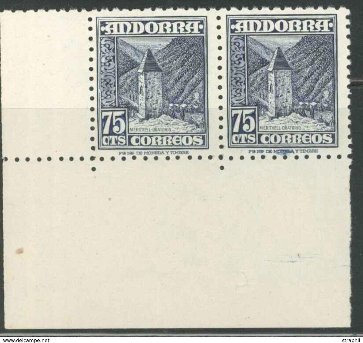 ** ANDORRE ESP. - ** - N°47 - Paire - CDF - 75c Bleu Foncé - TB - Unused Stamps