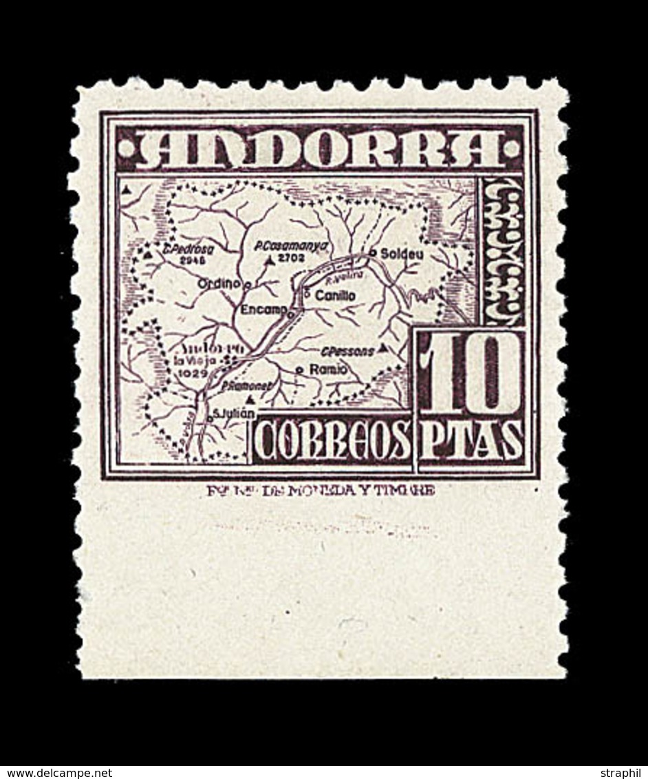 ** ANDORRE ESP.- ** - N°51 - (Edifil N°57) - Belle Variété ND En Bas - BDF - Certificat Graus - TB - Nuovi