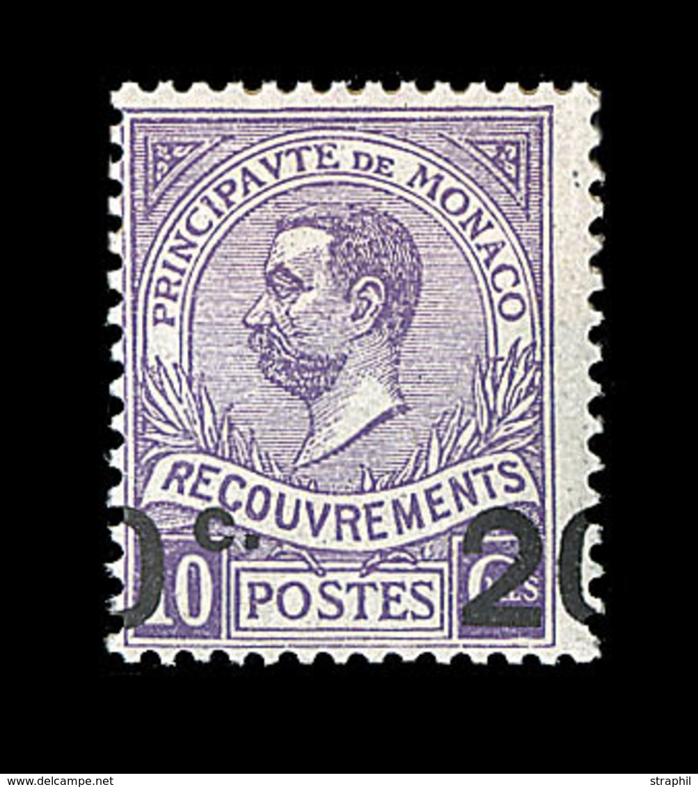 ** MONACO / TIMBRES TAXE - ** - N°11b - 20c Violet - Surcharge à Cheval - Rare - TB - Sonstige & Ohne Zuordnung