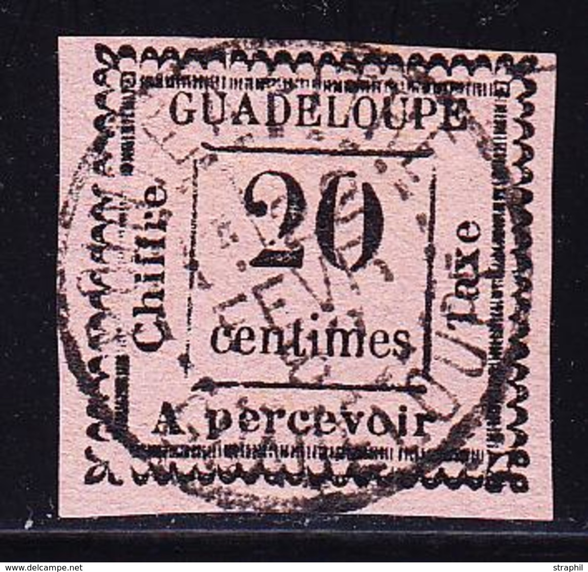 O GUADELOUPE - TIMBRES TAXE - O - N°9 - 20c Noir S/rge - Signé - TB - Other & Unclassified