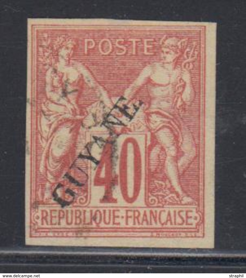 O GUYANE - O - N°13 - 40c Rouge Orange - Signé Calves - TB - Other & Unclassified
