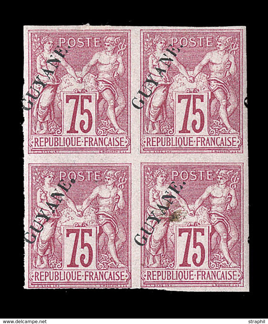 * GUYANE - * - N°14 - 75c Rose - Bloc De 4 - 3 Timbres ** - TB - Other & Unclassified