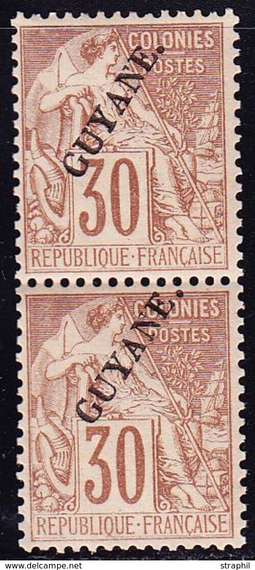 ** GUYANE - ** - N°24- 30c Brun - Paire Verticale - TB - Other & Unclassified