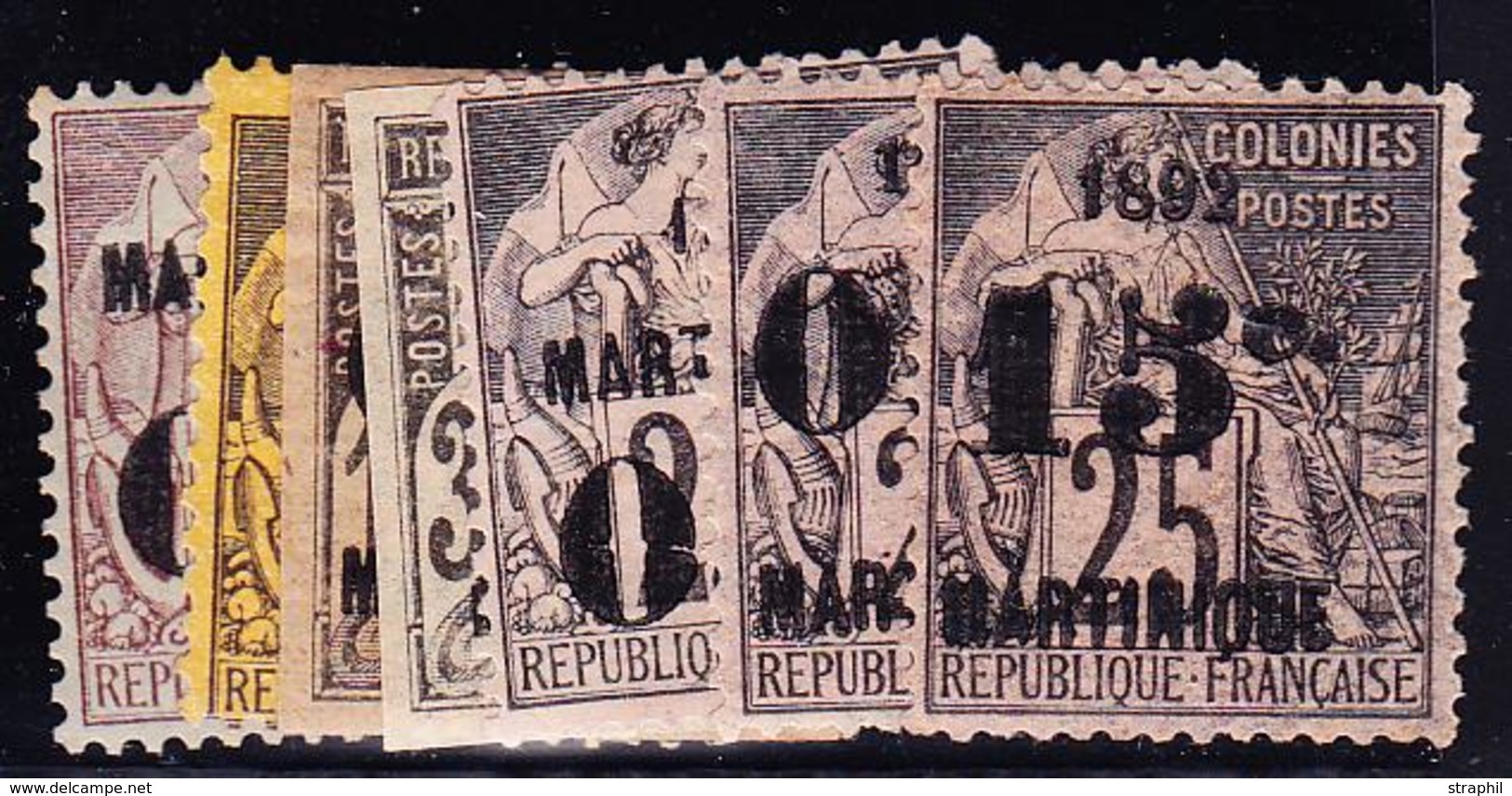 * (*) MARTINIQUE - TIMBRES POSTE - * (*) - N°8, 13, 20, 22, 27, 29/30 - Ens. TB - Other & Unclassified