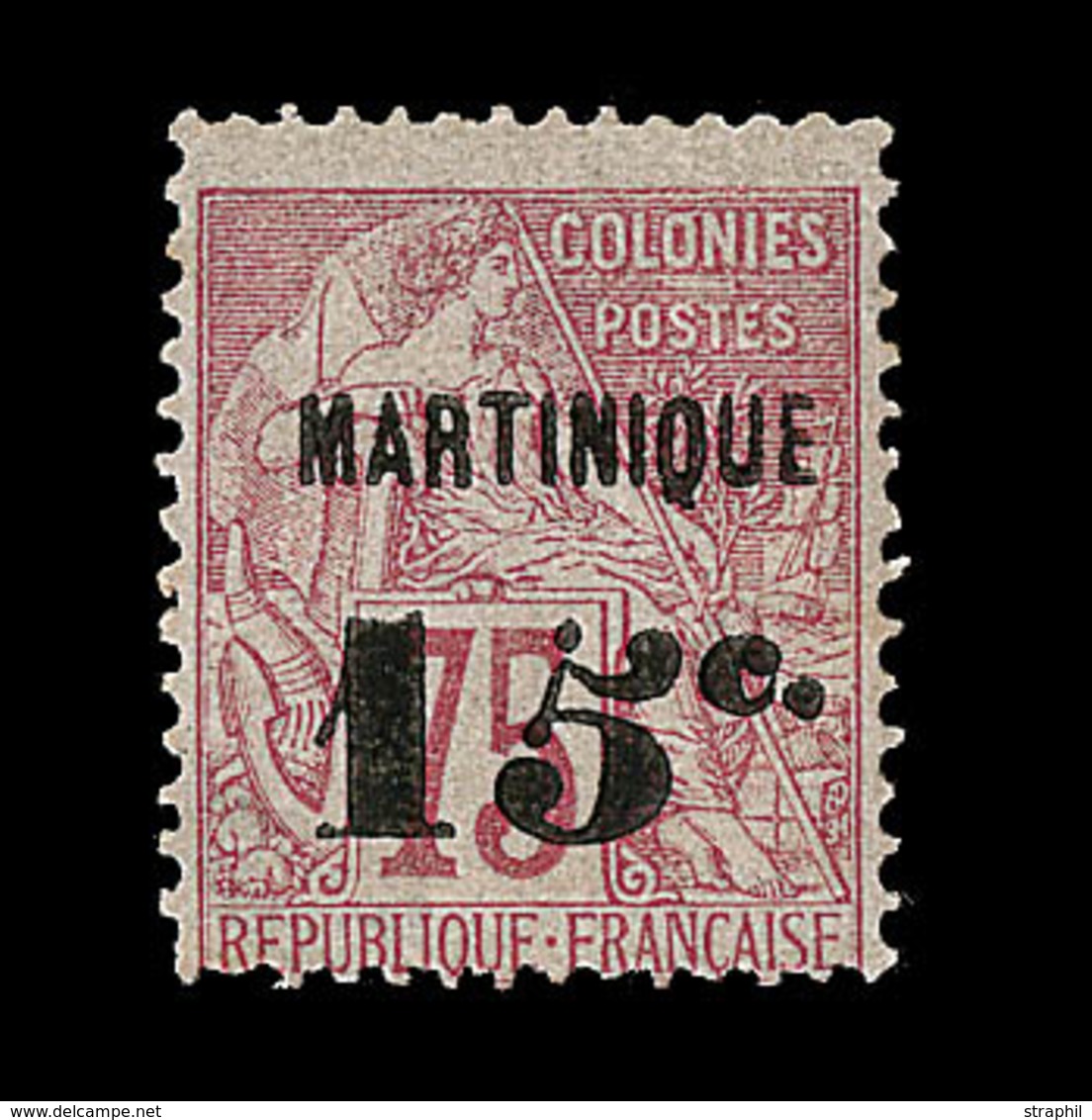 * MARTINIQUE - TIMBRES POSTE - * - N°18a - 15c S/75c - "5" Penché - Signé A. Brun - TB - Sonstige & Ohne Zuordnung