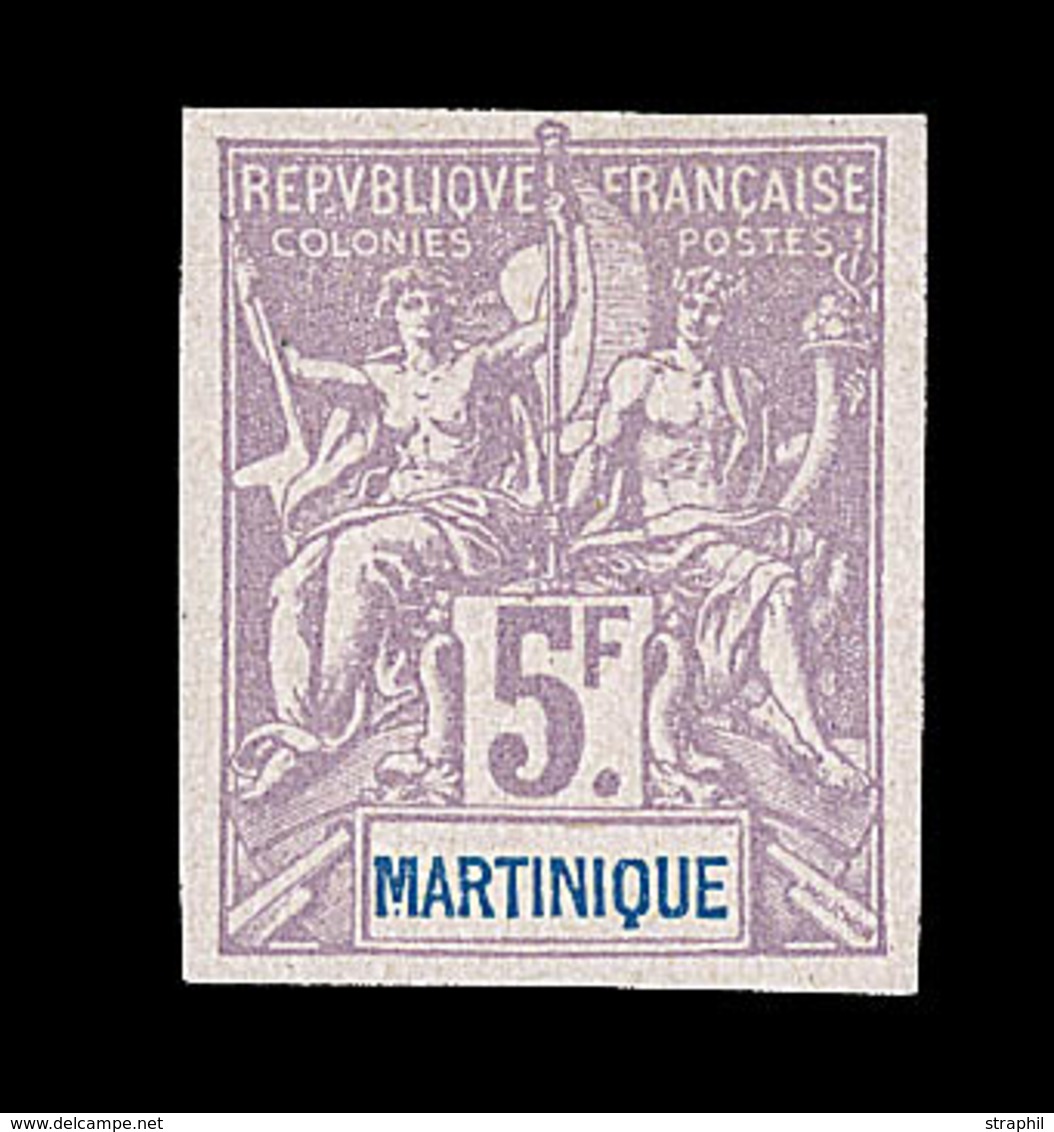 (*) MARTINIQUE - TIMBRES POSTE - (*) - N°51a - 5F Violet - ND - Signé Roumet - TB - Other & Unclassified