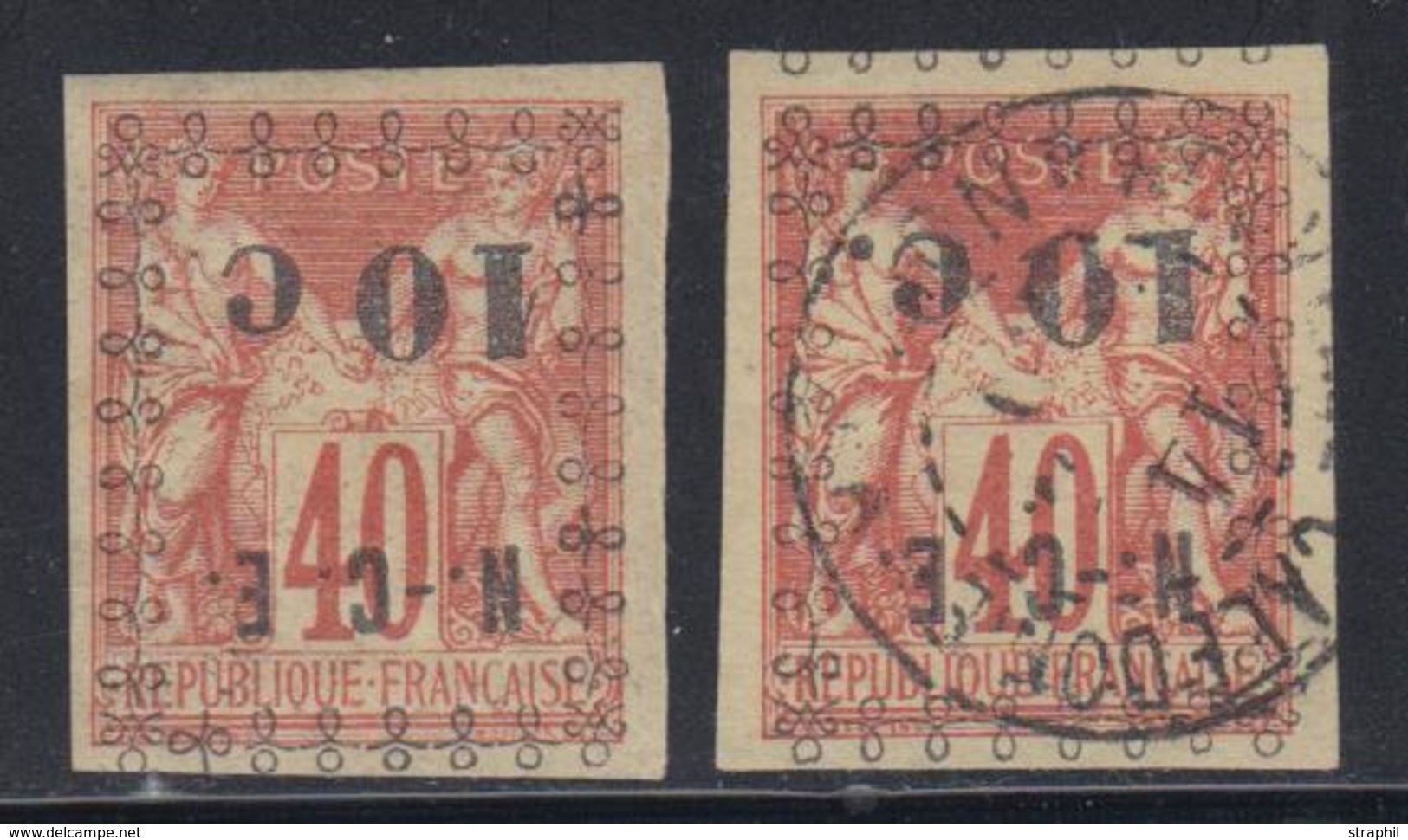 */O NOUVELLE CALEDONIE - */O - N°11a (x2) - Neuf Et Obl. - Surch. Renversée - TB - Vide