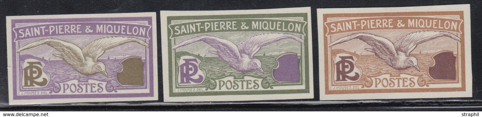 (*) SAINT PIERRE ET MIQUELON - (*) - N°84 - X 3 Essais De Couleur Diff. (Type Goeland) - TB - Vide