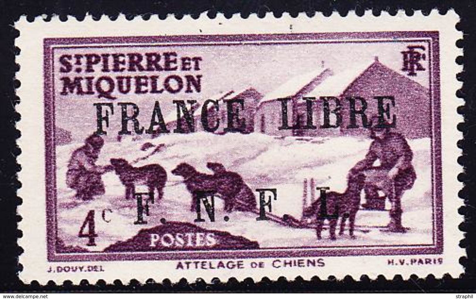 ** SAINT PIERRE ET MIQUELON - ** - N°248 - 4c Violet - Signé RENON - TB - Vide