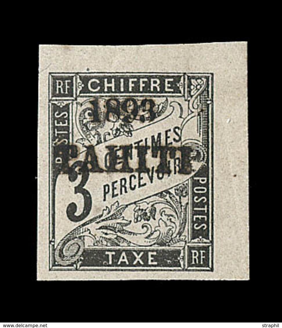 * TAHITI - TIMBRES TAXE - * - N°16 - 3c Noir - CDF - Belles Marges - Signé Champion - SUP - Sonstige & Ohne Zuordnung