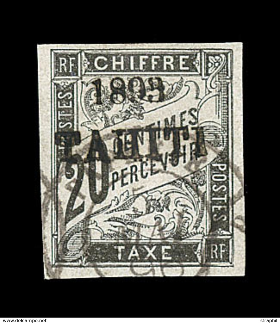 O TAHITI - TIMBRES TAXE - O - N°21 - 20c Noir - Signé A. Brun - TB - Other & Unclassified