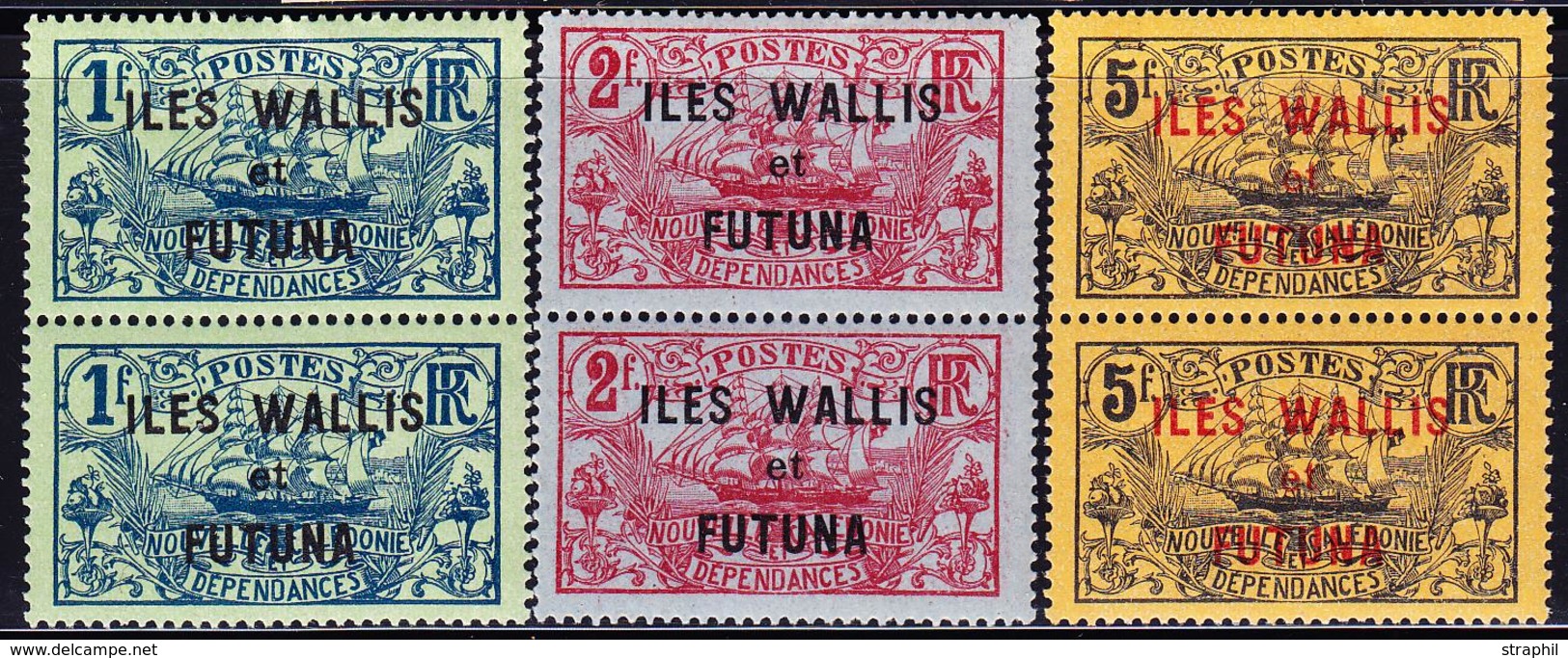 ** WALLIS ET FUTUNA - ** - N°15/17 - Paire Vertic. - N°15 Avec Variété Recto/Verso Partiel - TB - Sonstige & Ohne Zuordnung