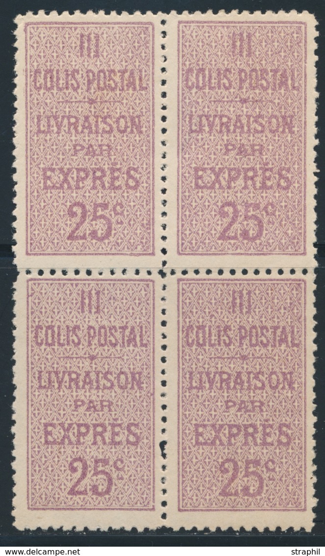 **/* ALGERIE - COLIS POSTAUX - **/* - N°5 - 25c Brun Lilas - Bloc De 4 - 2 Ex ** - TB - Parcel Post