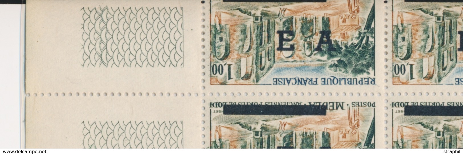 ** ALGERIE - TIMBRES DE FRANCE SURCH. "EA" - ** - N°363 - Feuille De 50 - Surch. D'Alger Renversée - TB - Vide