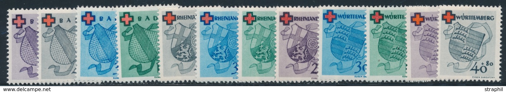 ** LES 3 ZONES - ** - N°38/41 (Bade), N°41/44 (Rheno-Palatin), N°38/41 (Wurtemberg) - Série Croix-Rouge - TB - Sonstige & Ohne Zuordnung