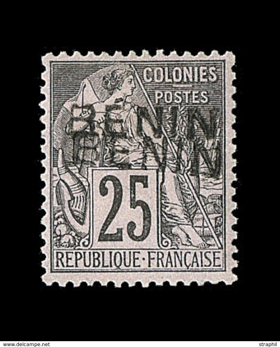 * BENIN - * - N°8b - 25c Noir S/rose - Dble Surcharge - TB - Other & Unclassified