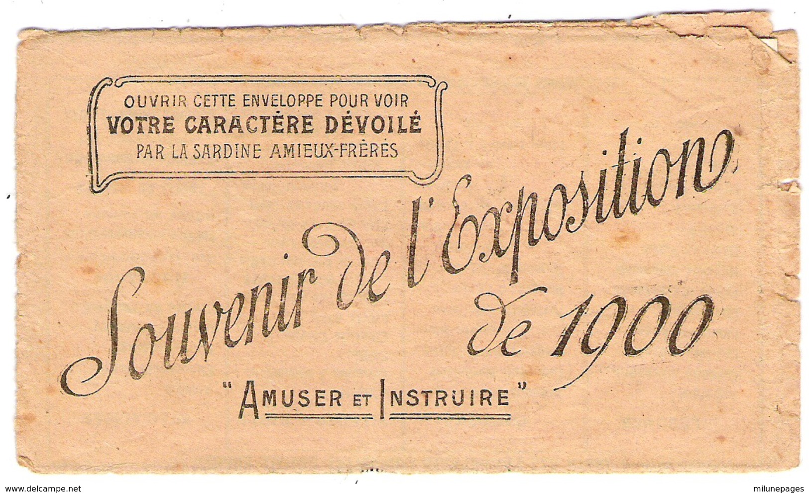 Enveloppe Publicitaire Fantaisie Conserves De Sardines AMIEUX Frères Offerte à L'Exposition Internationale De Paris 1900 - Werbung