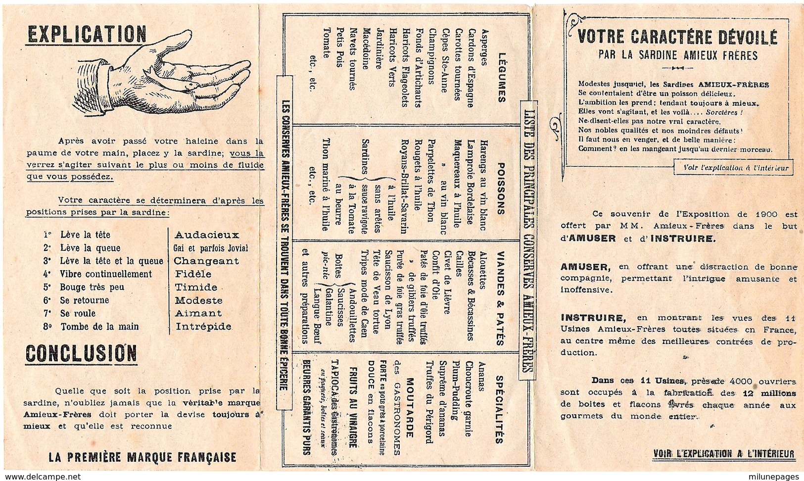 Enveloppe Publicitaire Fantaisie Conserves De Sardines AMIEUX Frères Offerte à L'Exposition Internationale De Paris 1900 - Werbung