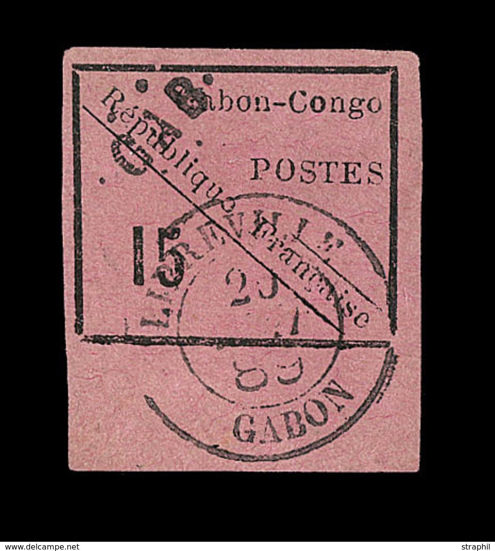 O GABON - O - N°14 - 15c Noir S. Rose - Lég. Pelurage - Other & Unclassified
