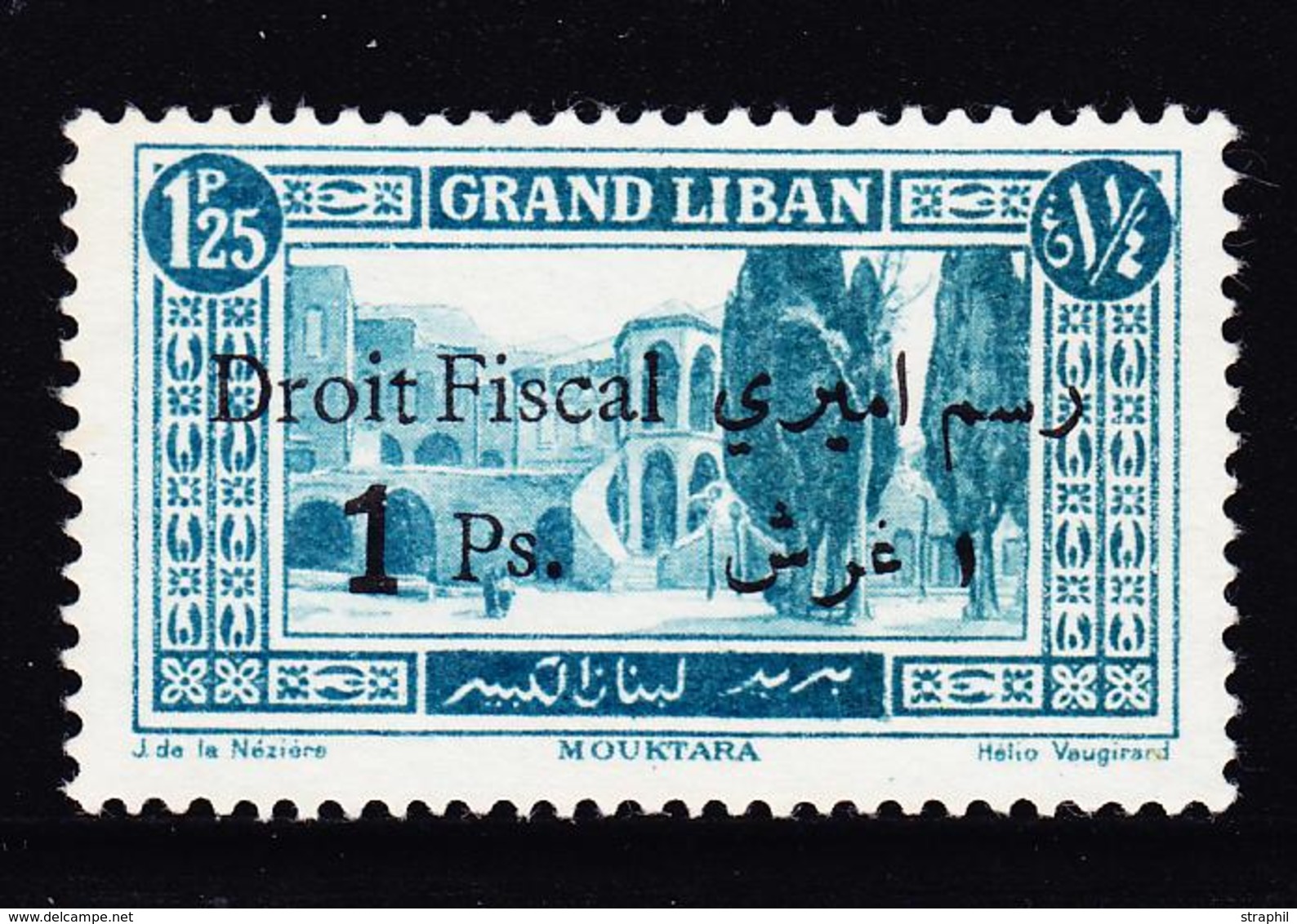 (*) GRAND LIBAN - (*) - N°55 - 1F25 Bleu Vert - Surch "Droit Fiscal" - TB - Sonstige & Ohne Zuordnung