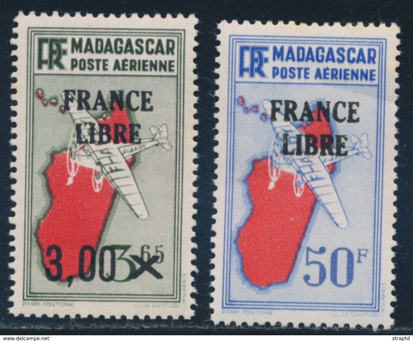 ** MADAGASCAR - POSTE AERIENNE - ** - N°51, 53 - Variété Du Sac Postal - TB - Other & Unclassified