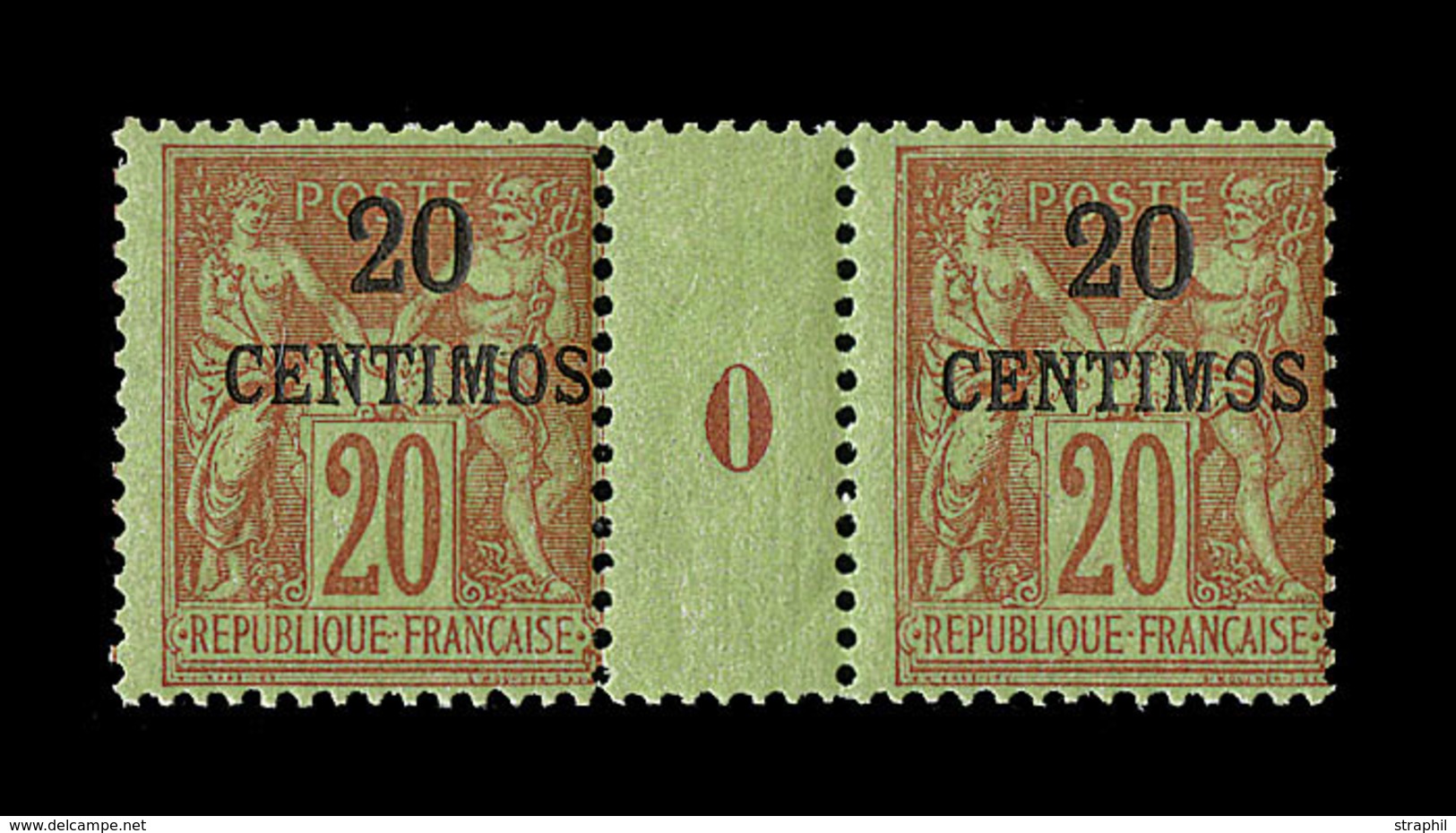 ** MAROC - ** - N°4 - 20c S. 30c Brique S. Vert - Mill. O - TB - Other & Unclassified