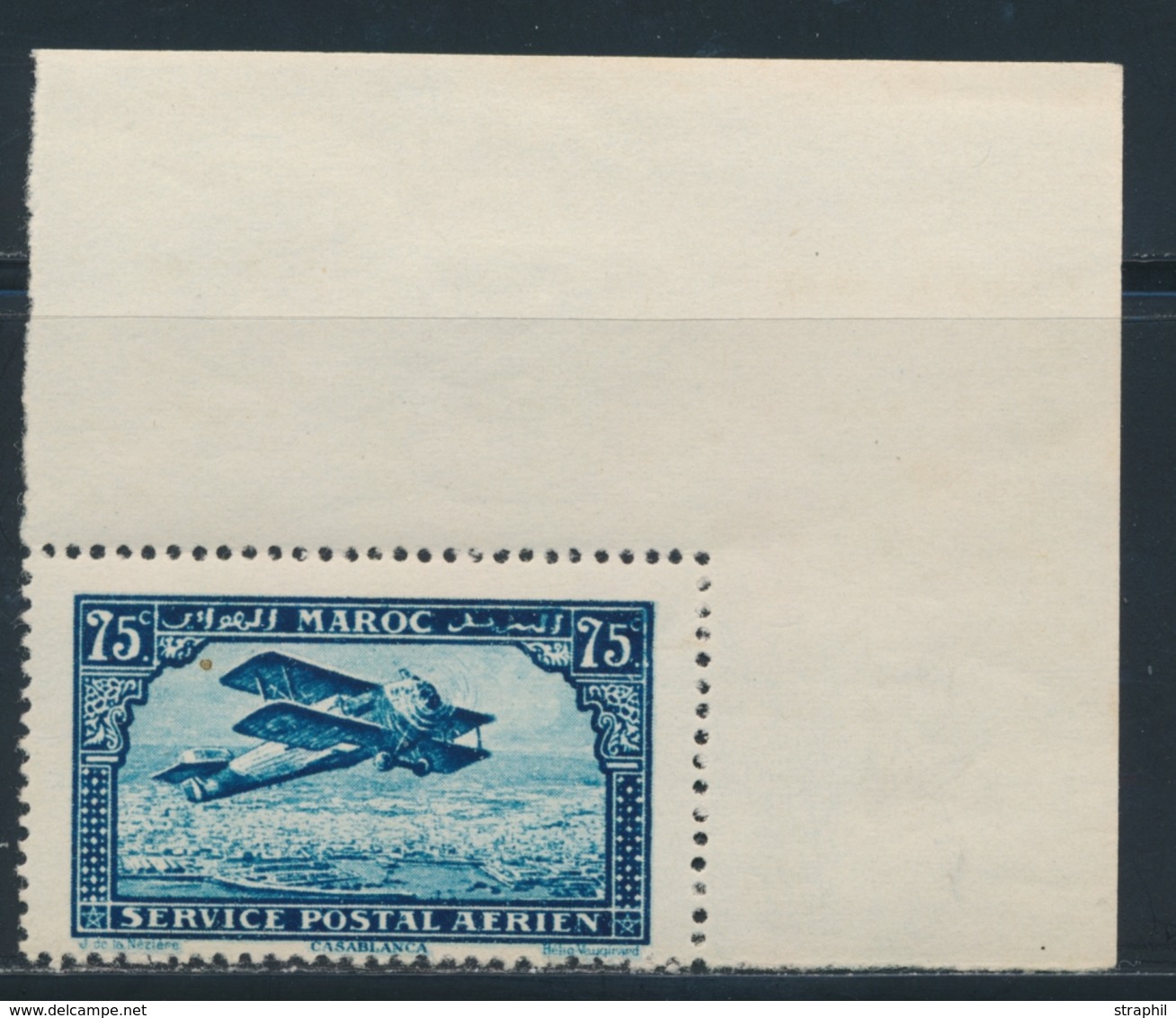 ** MAROC - POSTE AERIENNE - ** - N°4 - 75c Bleu Vert - CDF - TB - Vide