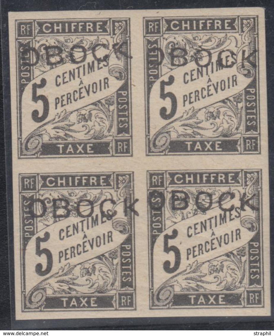 **/* OBOCK - TIMBRES TAXE - **/* - N°9 - 5c Noir - Bloc De 4 - TB/SUP - Sonstige & Ohne Zuordnung