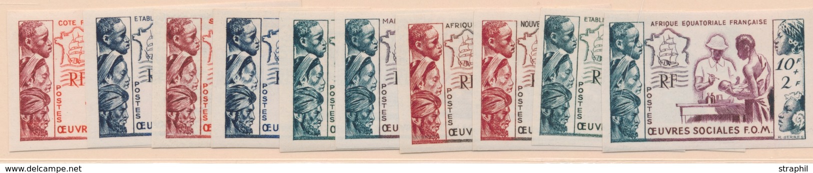 ** GRANDES SERIES COLONIALES FRANCAISES - ** - 1950 - Œuvres Sociales De La France D'Outremer - 10 Val - ND - TB - Other & Unclassified