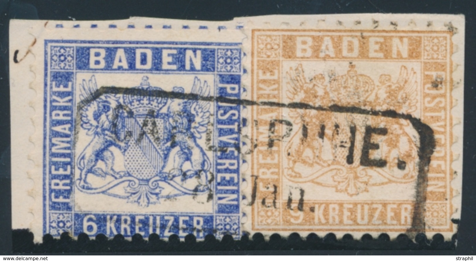 F BADE - F - N°18, 19a - Obl Rect. Carlsruhe - TB - Other & Unclassified