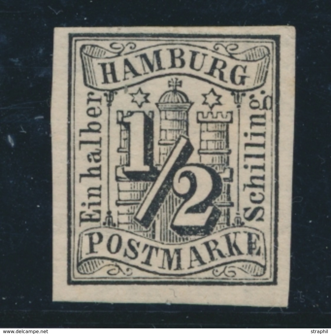 * HAMBOURG - * - N°1 - ½ S. Noir - Signé A. Brun - TB - Hamburg