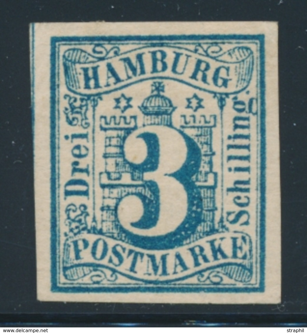 * HAMBOURG - * - N°4 - 3s. Bleu-vert - TB - Hamburg