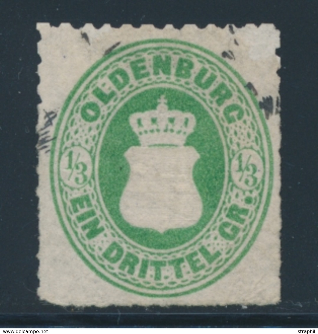 O OLDENBOURG - O - N°15a - ½ G. Vert - Perçage Large - TB - Oldenburg