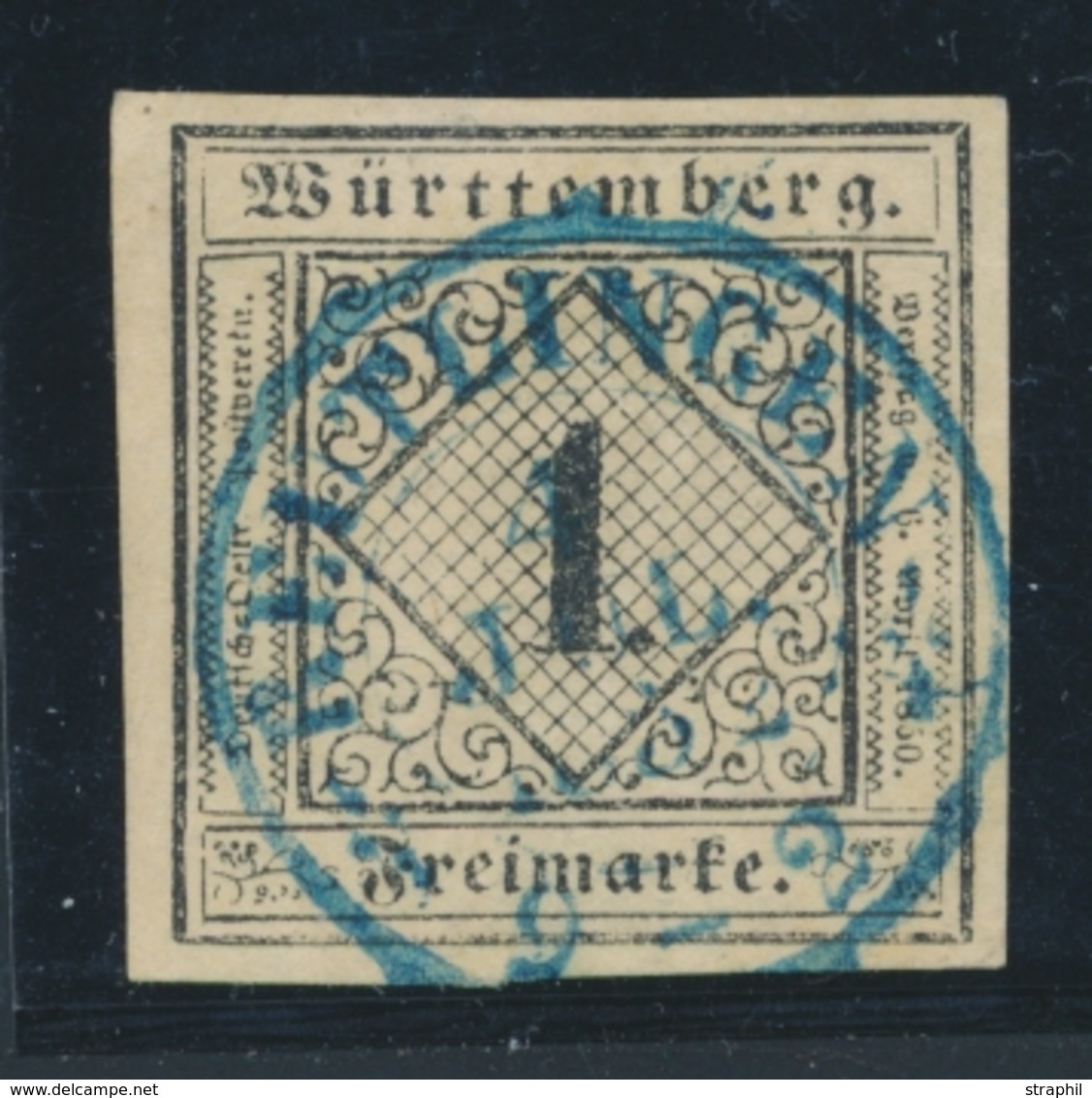 O WURTEMBERG - O - N°1 - 1k. Chamois - Obl Bleue Beutlingen - TB - Sonstige & Ohne Zuordnung