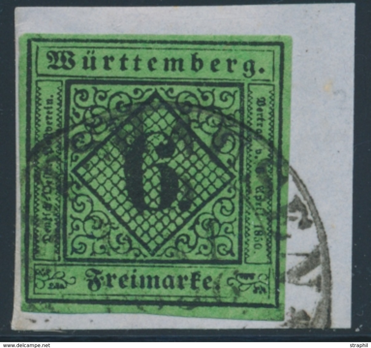 F WURTEMBERG - F - N°3 - 6k. Vert - Obl Gd Cachet - TB - Other & Unclassified