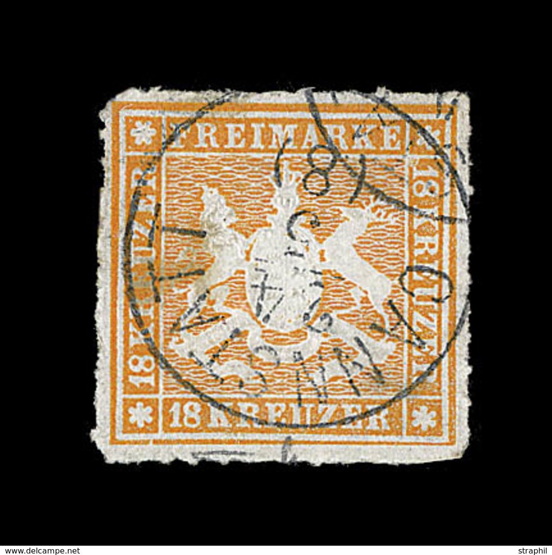 O WURTEMBERG - O - N°35 - 18k. Orange - Obl Cranstatt - Signé A. Brun - TB - Other & Unclassified