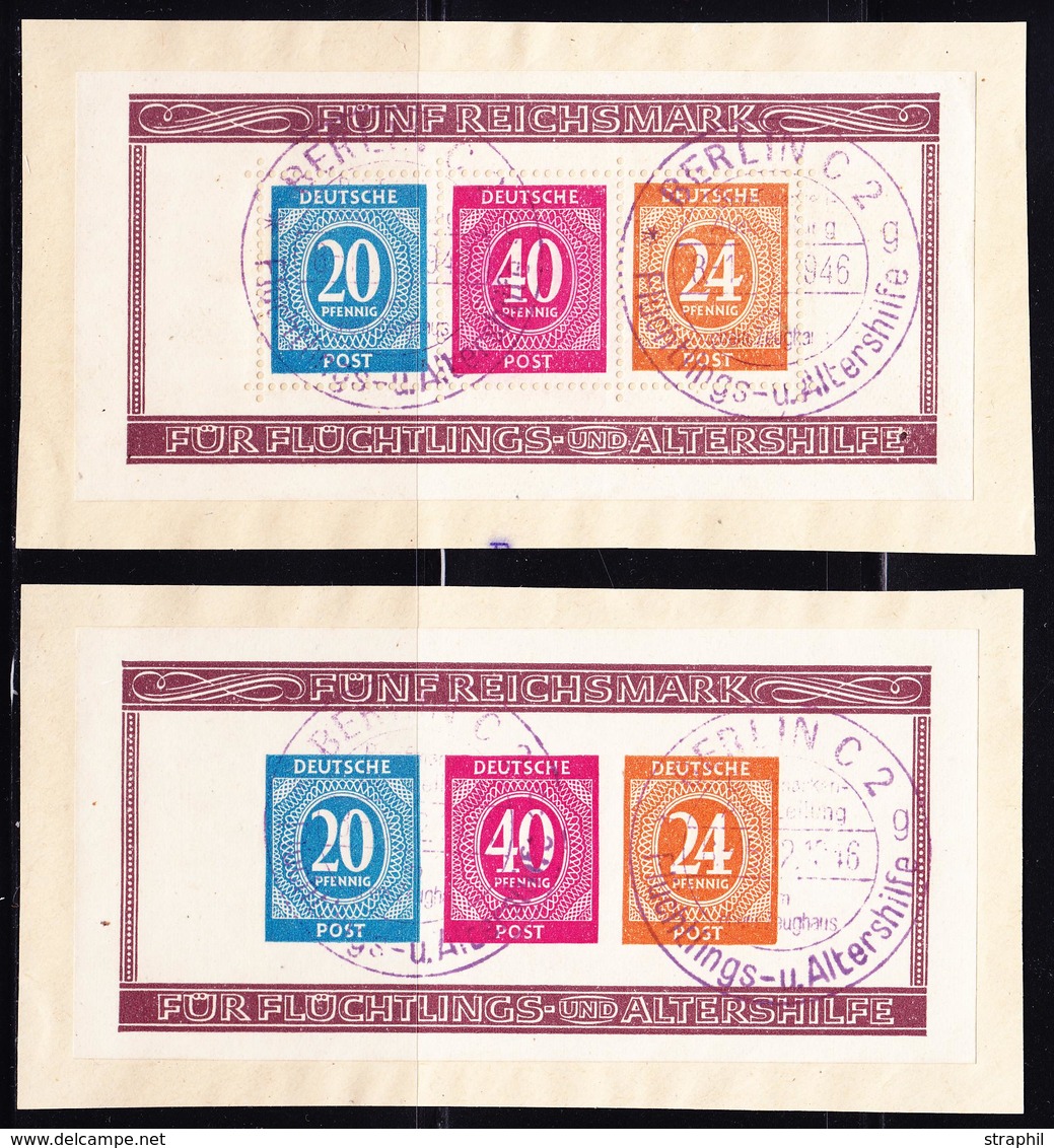 F ALLEMAGNE - ZONE AAS - F - N°1 (x2) - Dent. Et ND - Obl. Grd Cachet Violet De BERLIN - TB - Other & Unclassified