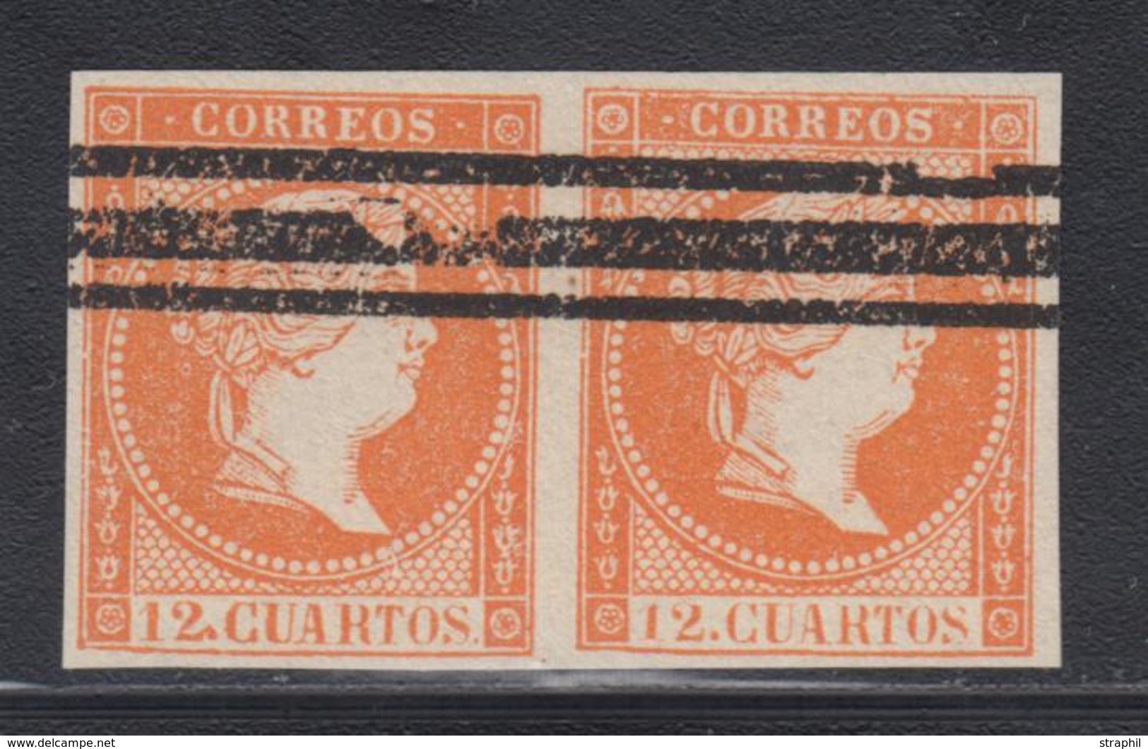O ESPAGNE - O - N°44a - Paire - Annulé 3 Barres Horiz. - TB - Unused Stamps
