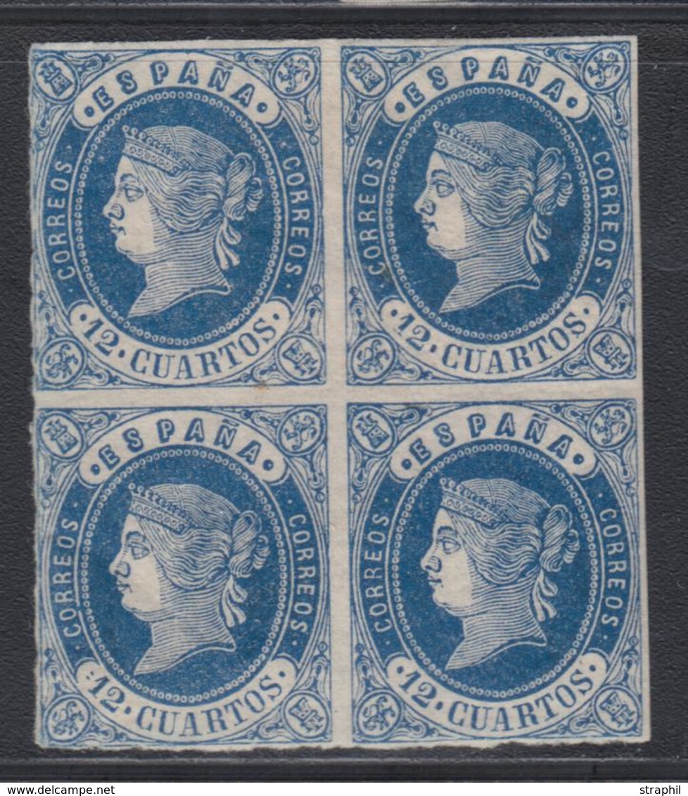 **/* ESPAGNE - **/* - N°55 - 12c Bleu S/rose - Bloc De 4 - 2 Ex * - TB - Ungebraucht